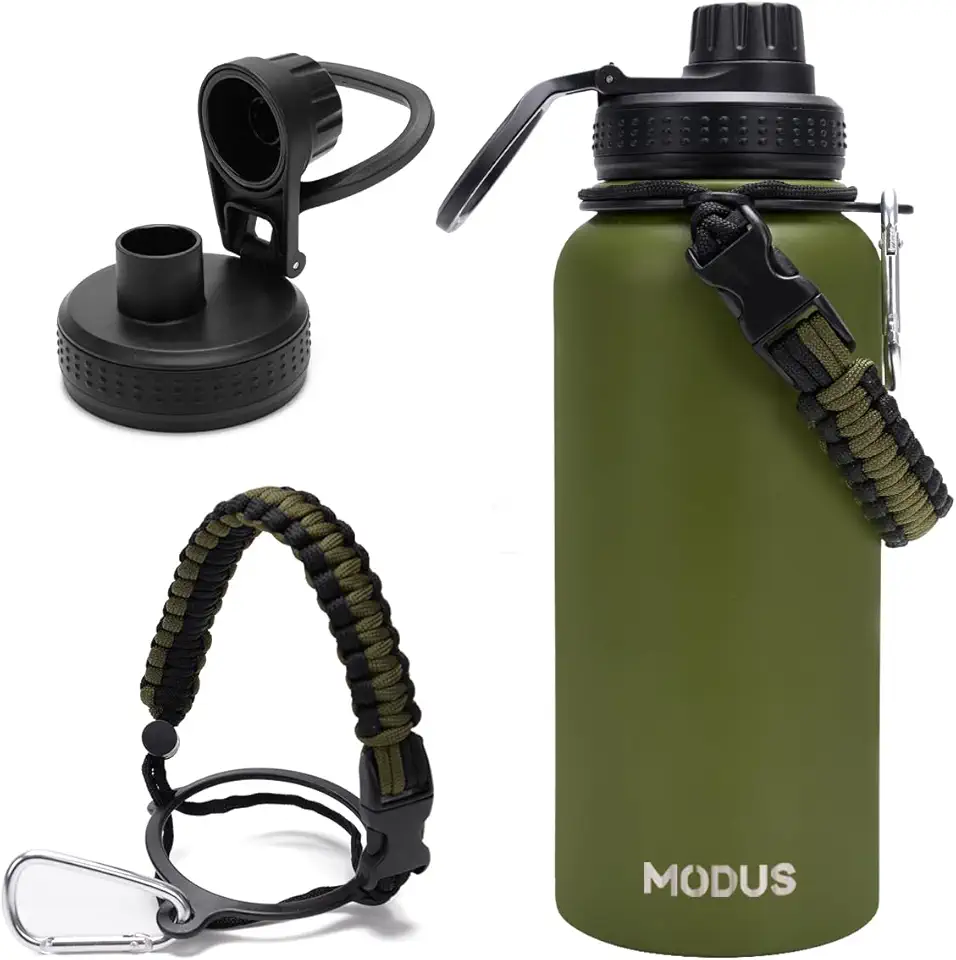 Garrafa Térmica De Água Isolada 1000ml Quente & Frio De Aço Inox Com Alça (Verde)