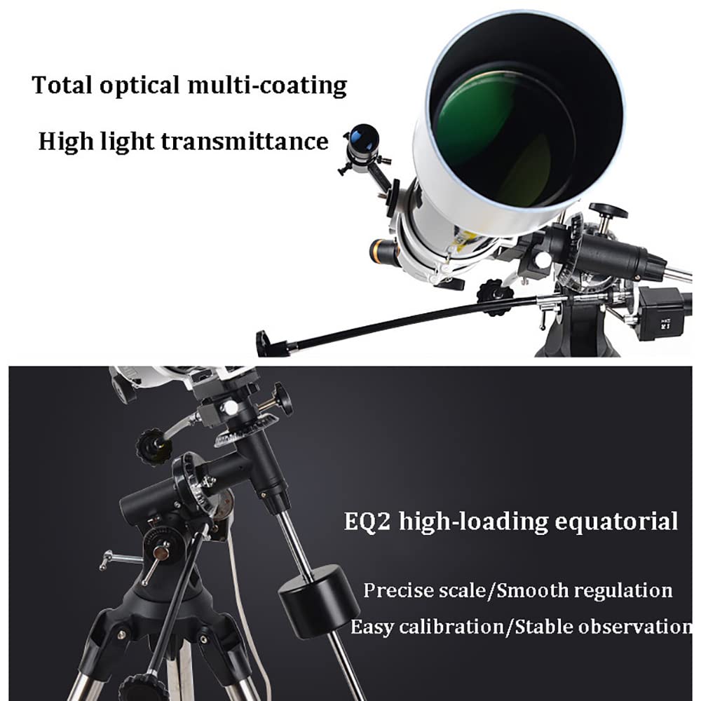 Astronomical Telescope Telescopio astronómico Profesional 90EQ con Montura ecuatorial EQ2, Motor de Seguimiento de Alta precisión, cultive Pasatiempos Infantiles y aprenda conocimientos astronómicos