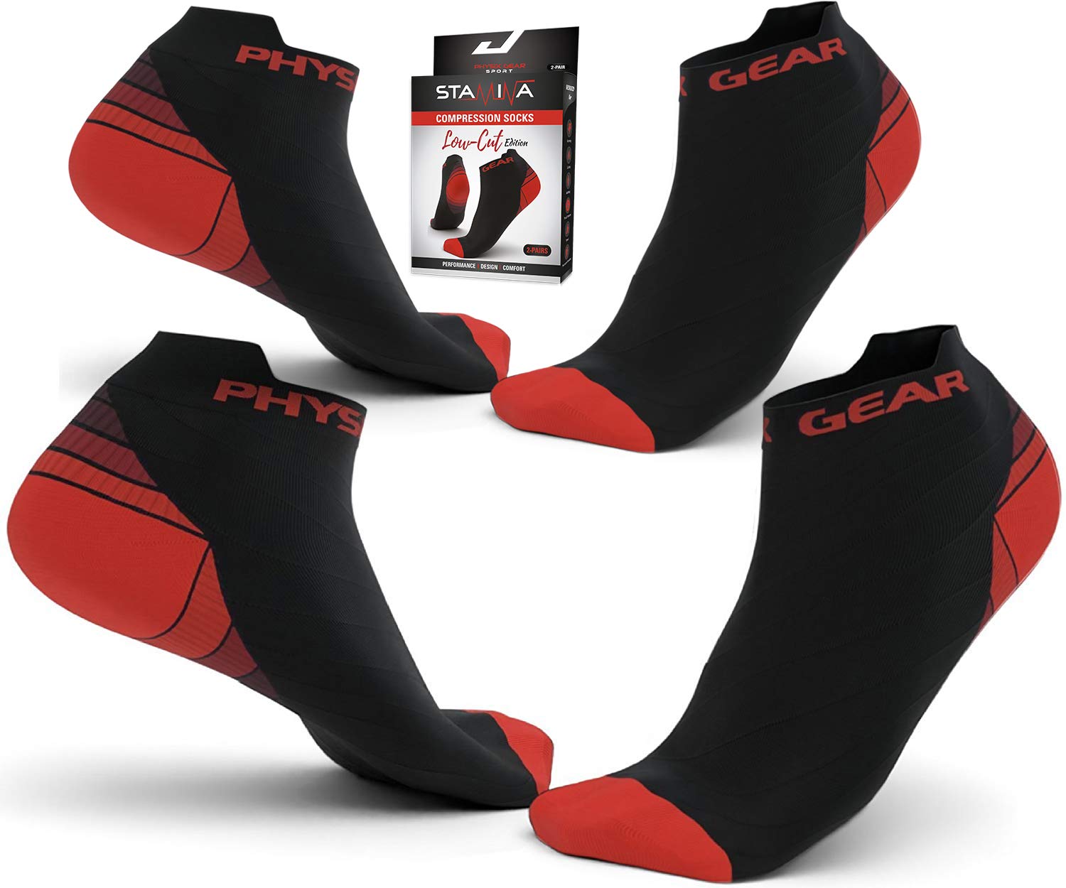Physix Gear Sport Low Cut Socks Men & Women - Ankle Compression Running Socks with Arch Support