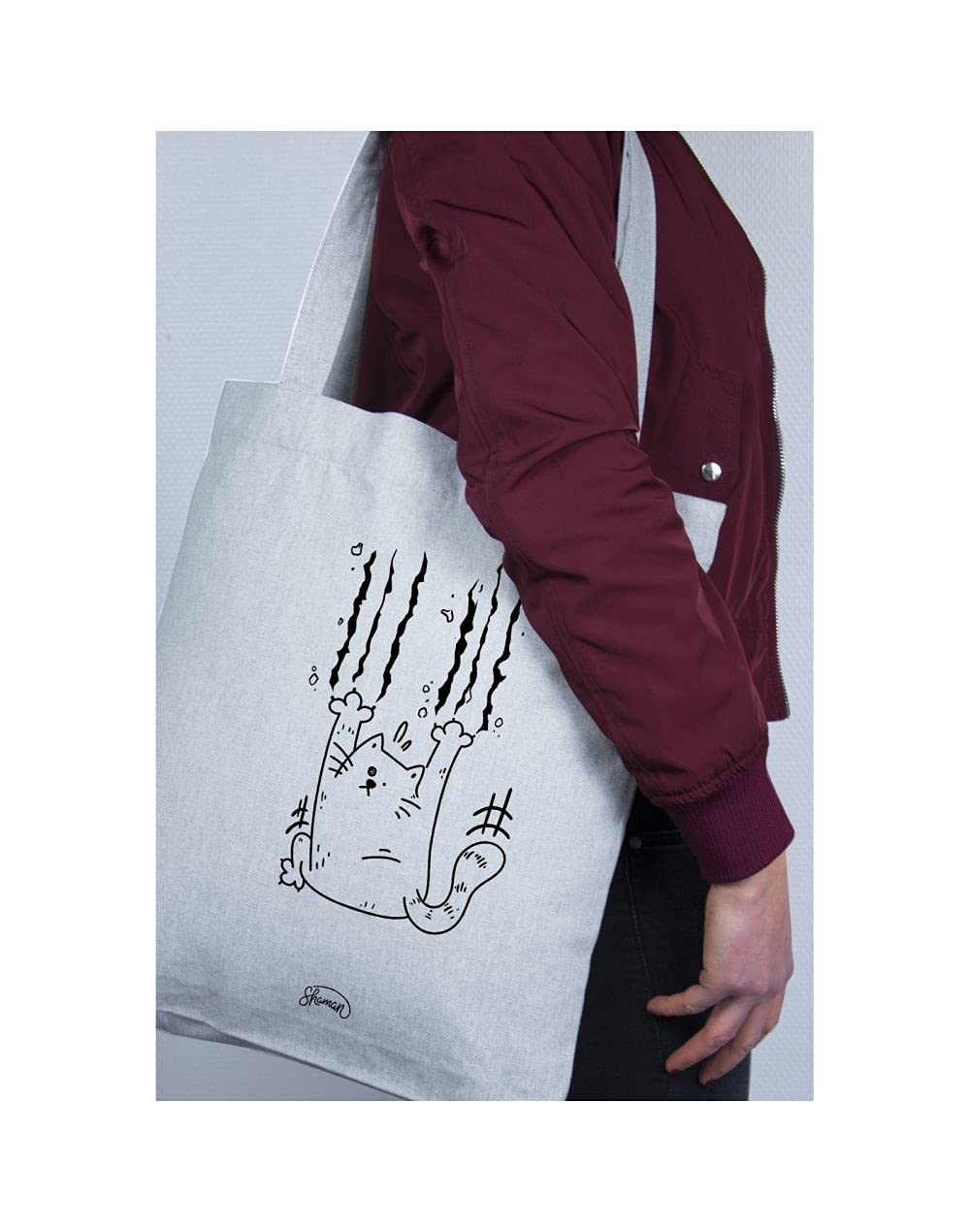 Le Fabuleux Shaman Cat Claw Tote Bag, Flecked grey, Western