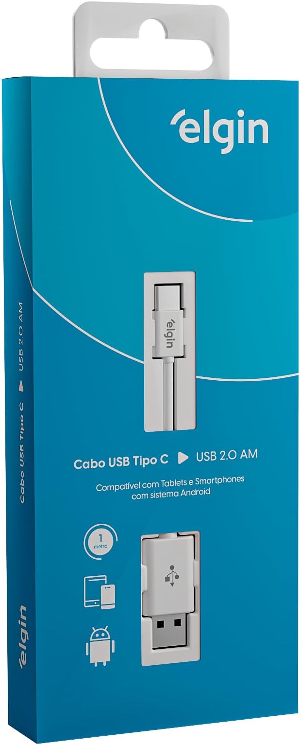Cabo USB Tipo C Elgin 1 Metro Branco - imagem principal