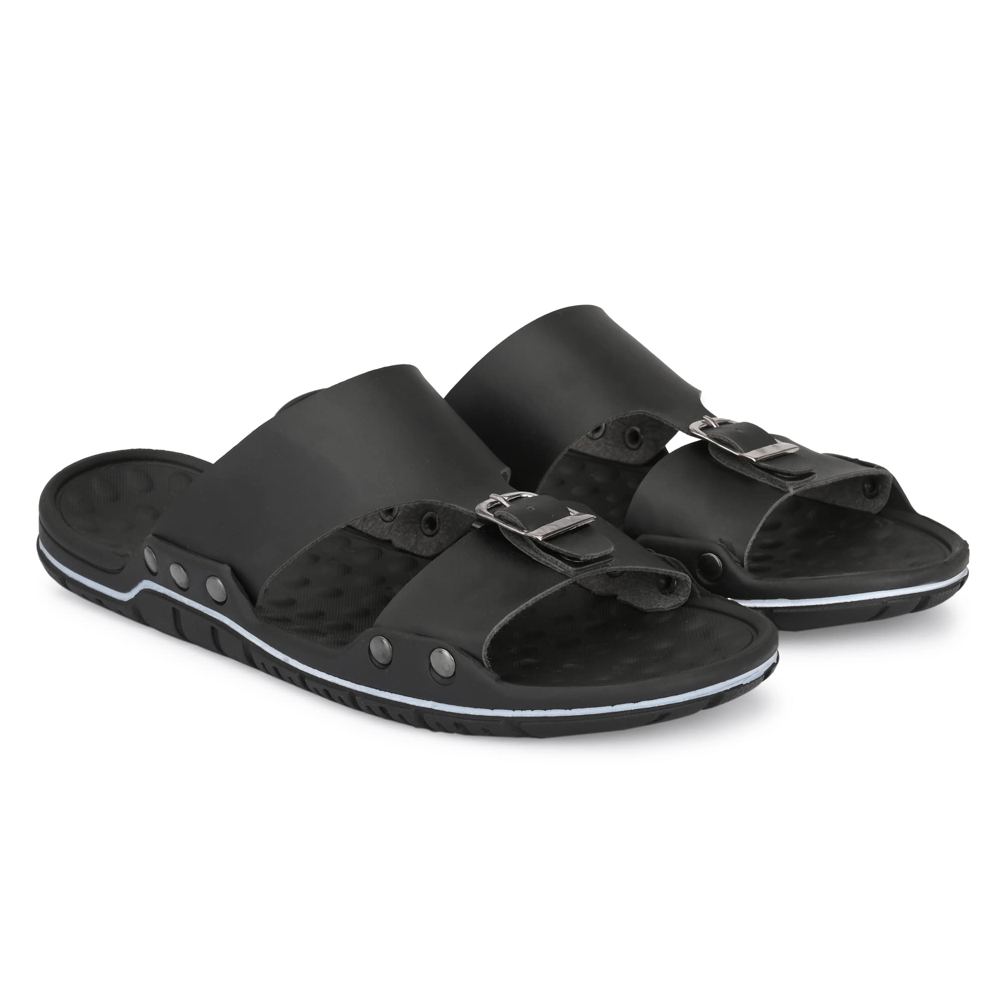Rising Wolf Mens Synthetic Stylish Black Casual Formal Slipper Chappal Flip Flop (B0B5186XHT) Amazon Price History, Amazon Price Tracker