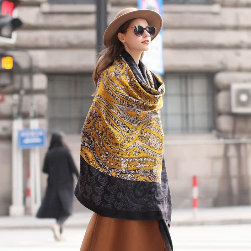 DANA XU 100% Merino Wool Extra Large Pashmina Blanket Travel Scarf Cashmere Wrap for Women Fall Winter Oversize Shawl Floral - Image 7