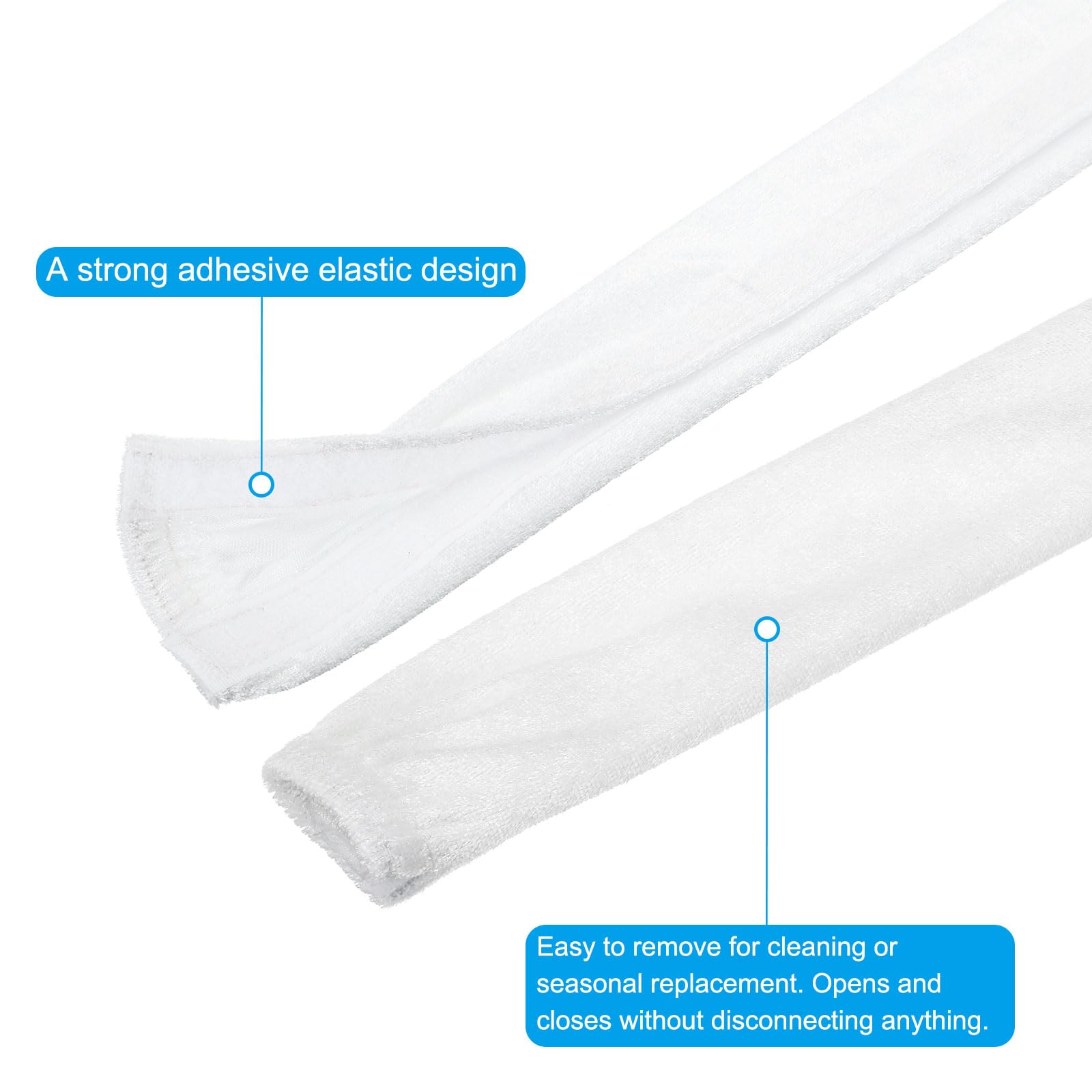 PATIKIL 1.97" x 6Ft Chandelier Chain Cord Cover, 2 Pcs Velvet Cloth Fabric Chain Sleeve for Chandelier Wires Swing, Cable, White - Image 4