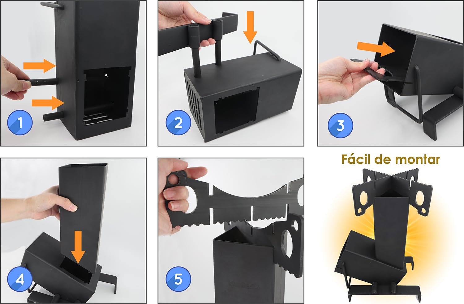 StarBlue - Estufa plegable con bolsa de transporte, una estufa portátil de leña para acampar con gran cámara de combustible, ideal para cocinar al aire libre, camping, picnic, barbacoa, caza, pesca
