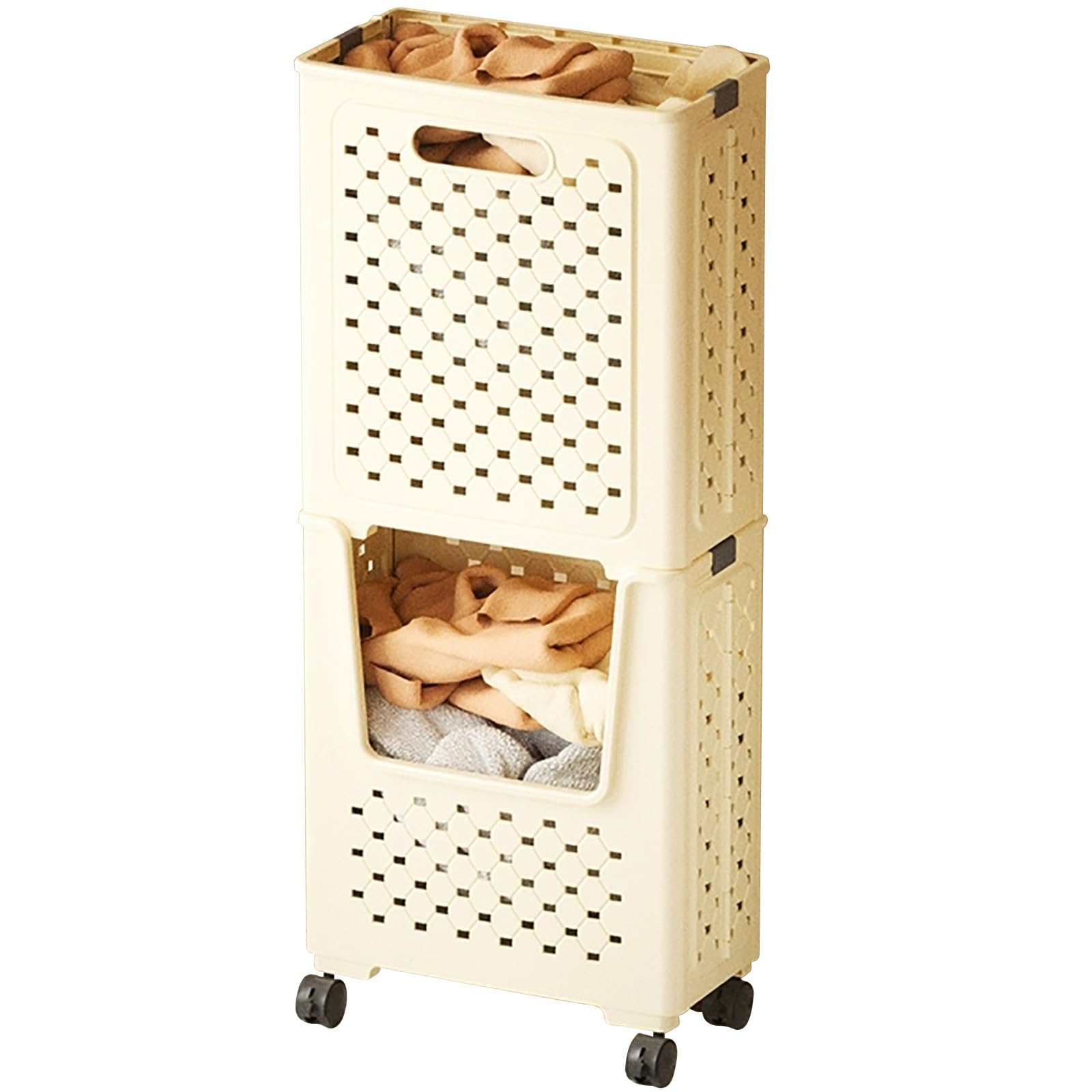 Panier à linge empilable en plastique pliable parfait pour la salle de bain