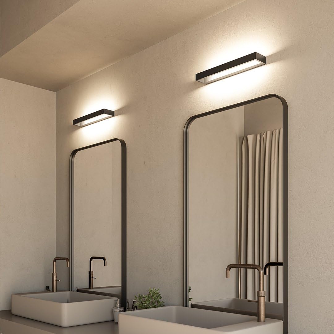 NEONA LINEA LED Wandleuchte Schwarz Aluminium, 340° Drehbare Lichtleiste Warmweiß Blendfreies Licht, Badezimmer Flur Wohnzimmer Wetterfest (Schwarz)