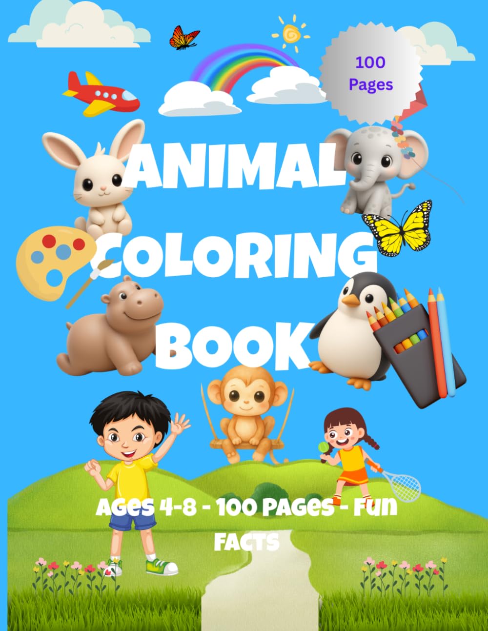 Animal Coloring Book for Kids Ages 4-8: 100 Pages of Animals, Ocean Life, and Birds with Fun Facts - Educational Activity Book