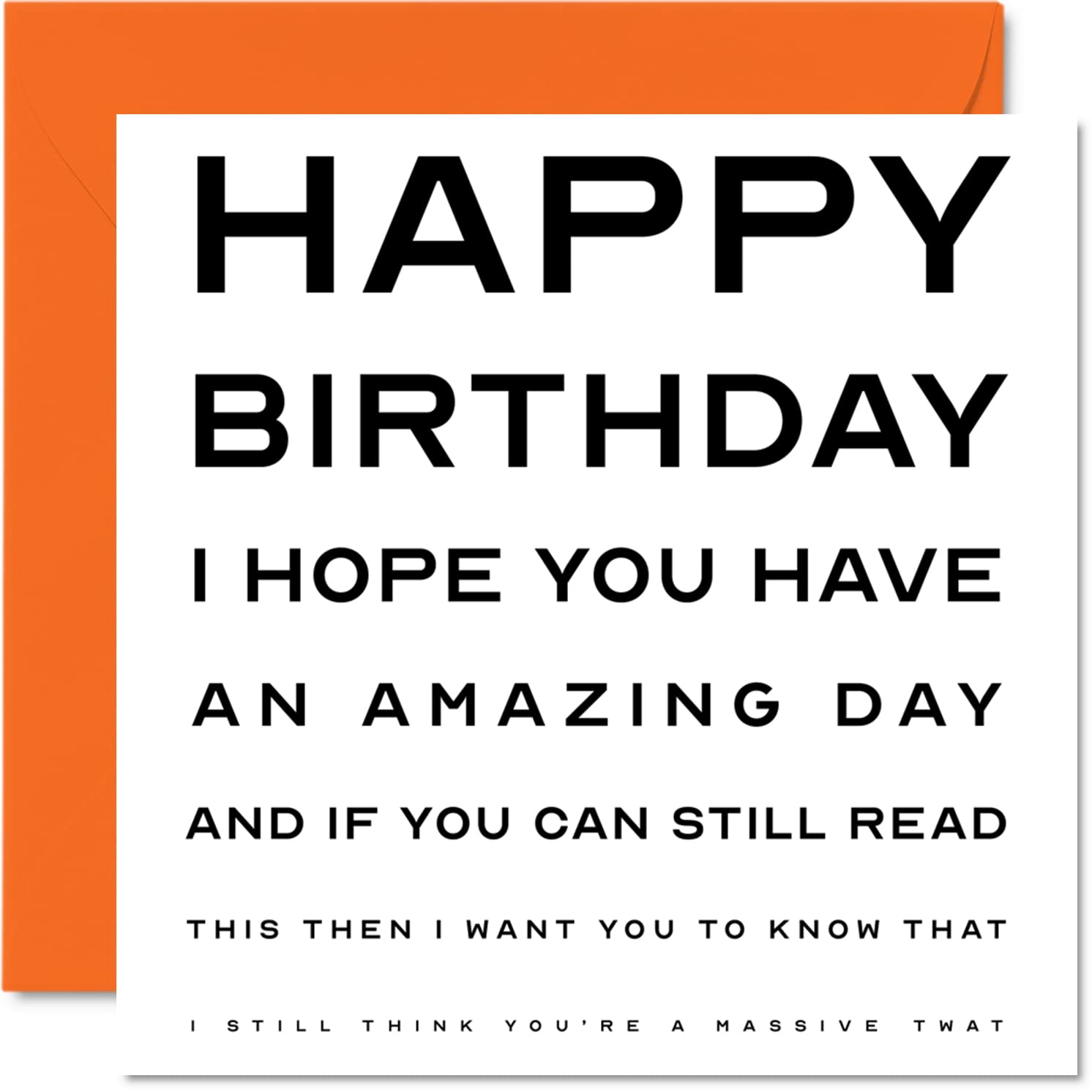 Rude Birthday Cards for Men Women - Eye Test Tw*t - Funny Joke Happy Birthday Card for Him or Her, Humorous Banter Gag Gifts, 145mm Humour Prank Offensive Greeting Cards Gift