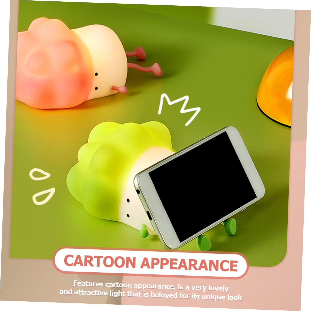Lampada Notturna in Silicone Caricabatterie 1200mah, Luce Regolabile e Funzione Timer, Design Cartone Animato Rosa per Bambini