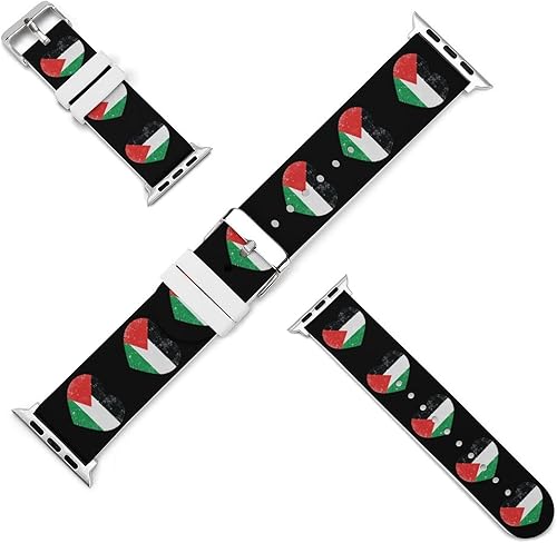 Miniatura 8 de Correa de silicona con bandera de corazón retro de Palestina compatible con IWatch Watch de 1.496 pulgadas, 1.575 pulgadas, 1.654 pulgadas, 1.7,