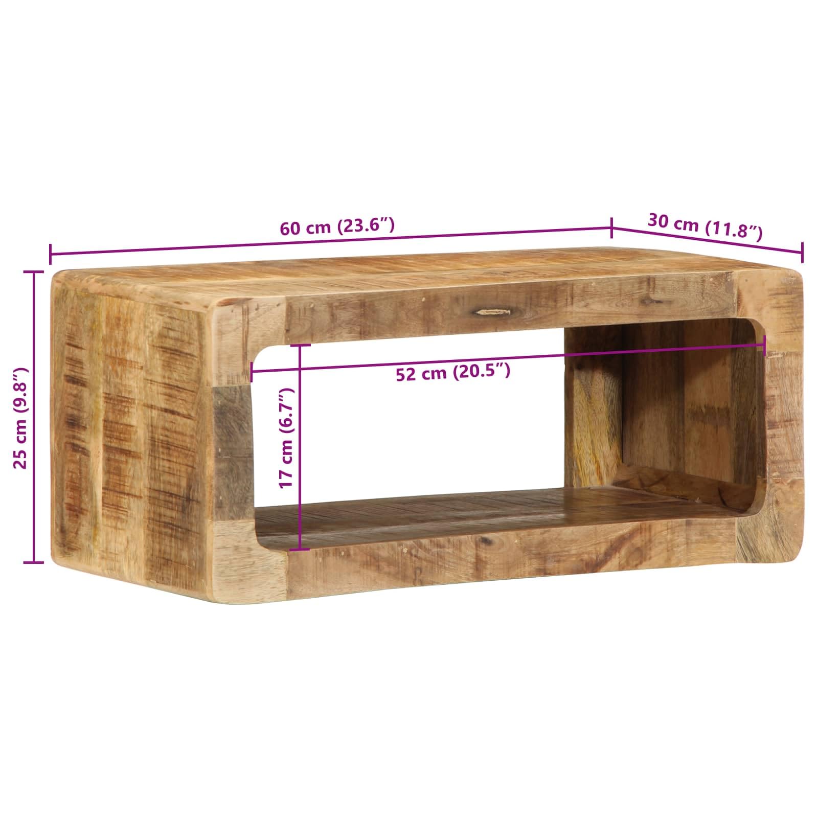 TV-Schrank Braun 60 x 30 x 25 cm Massivholz Mango | Wandmontage, Schwebend, Viel Stauraum, Multifunktional, Pflegeleicht