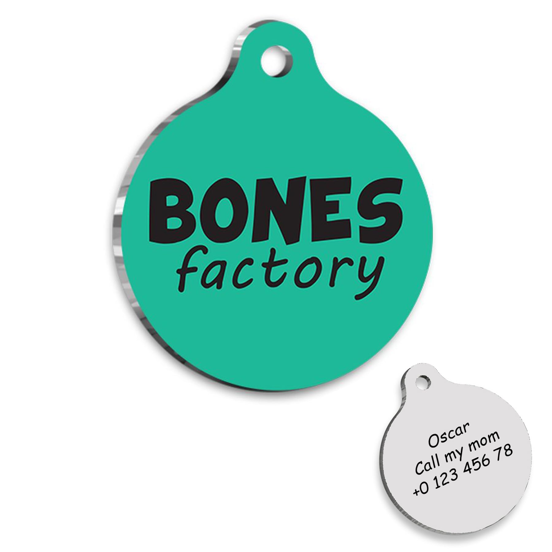 Bones Factory Personalized Dog Tag - Custom Name Tag - ID Tag for Dog & Cat - Customized Pet Tags - Dog & Cat Name id Tag - Dog Name Tag - Engraved Dog Tag