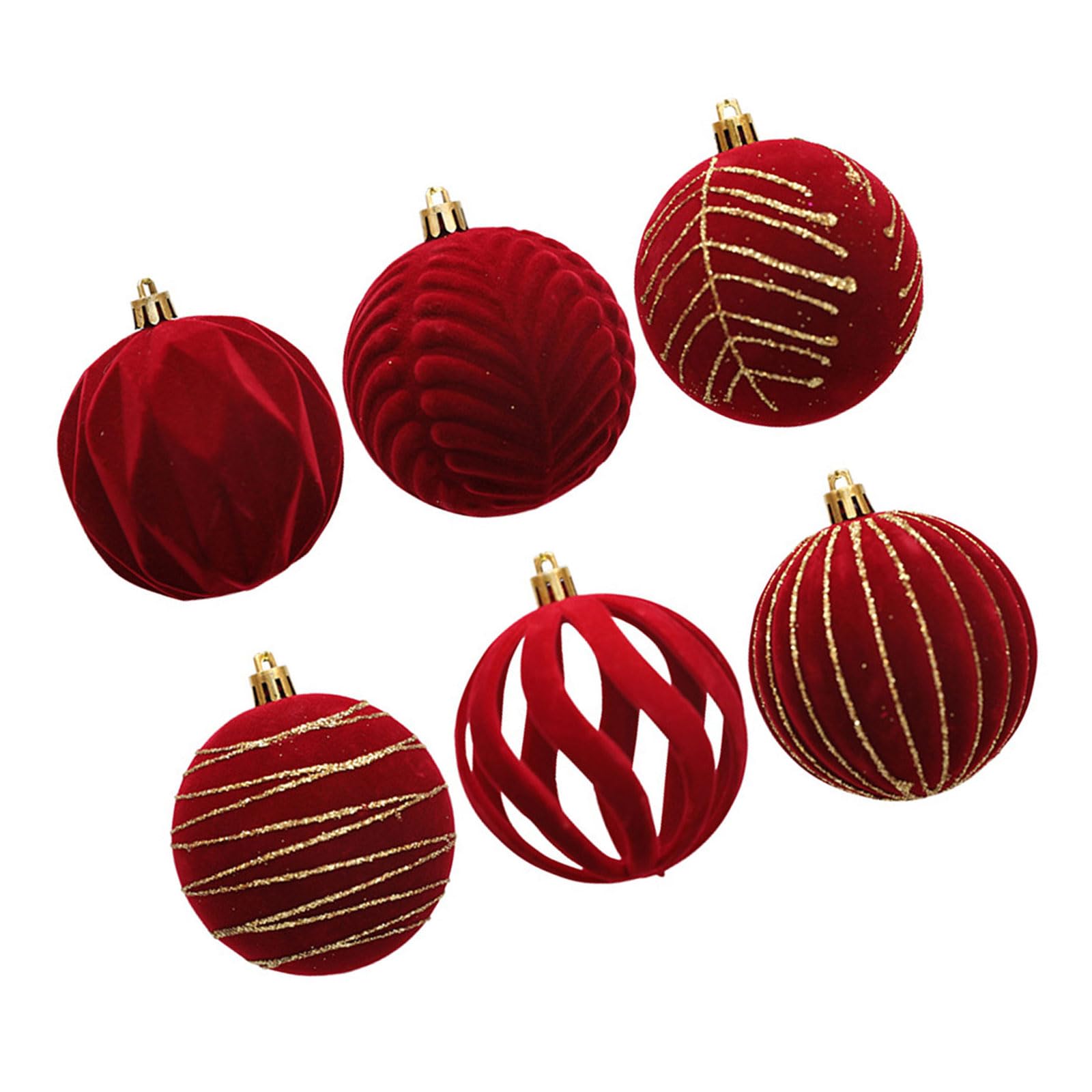 Tsophreniq 6Pcs Christmas Tree Hanging Pendants Velvets Flocking Baubles for Holiday Decoration Indoor and Outdoor Ornaments Seasonal Tree Adornment