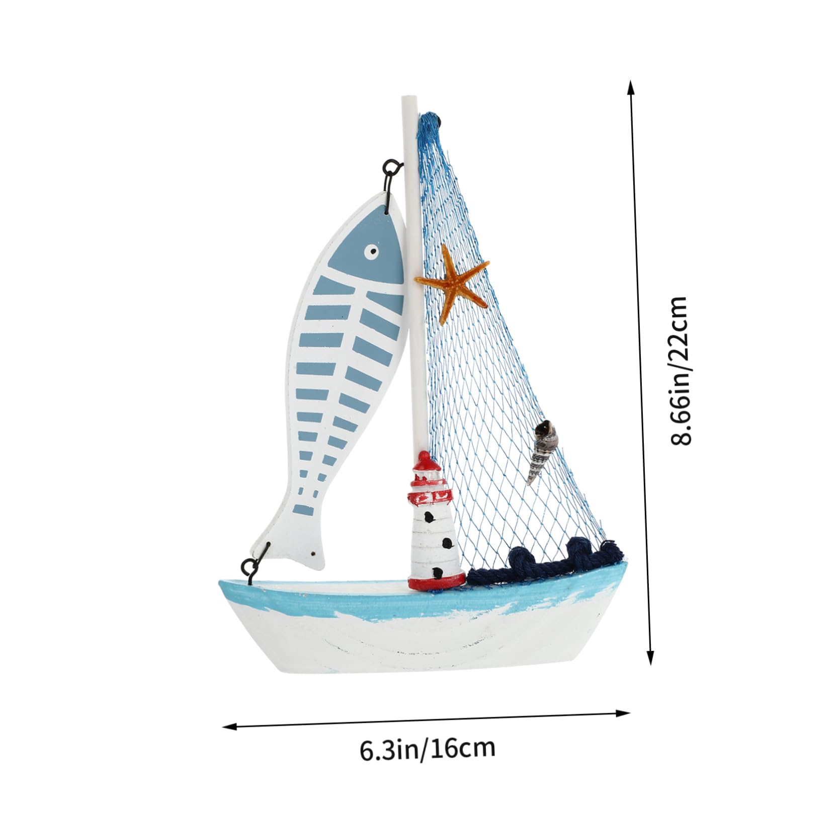 Veemoon 1Pc Lovely Sailing Boat Decorative Model Delicate Net Sailing Decoration for Home Desk and Office Decor Nautical Kitchen Accent Fish Design Durable and Elegant