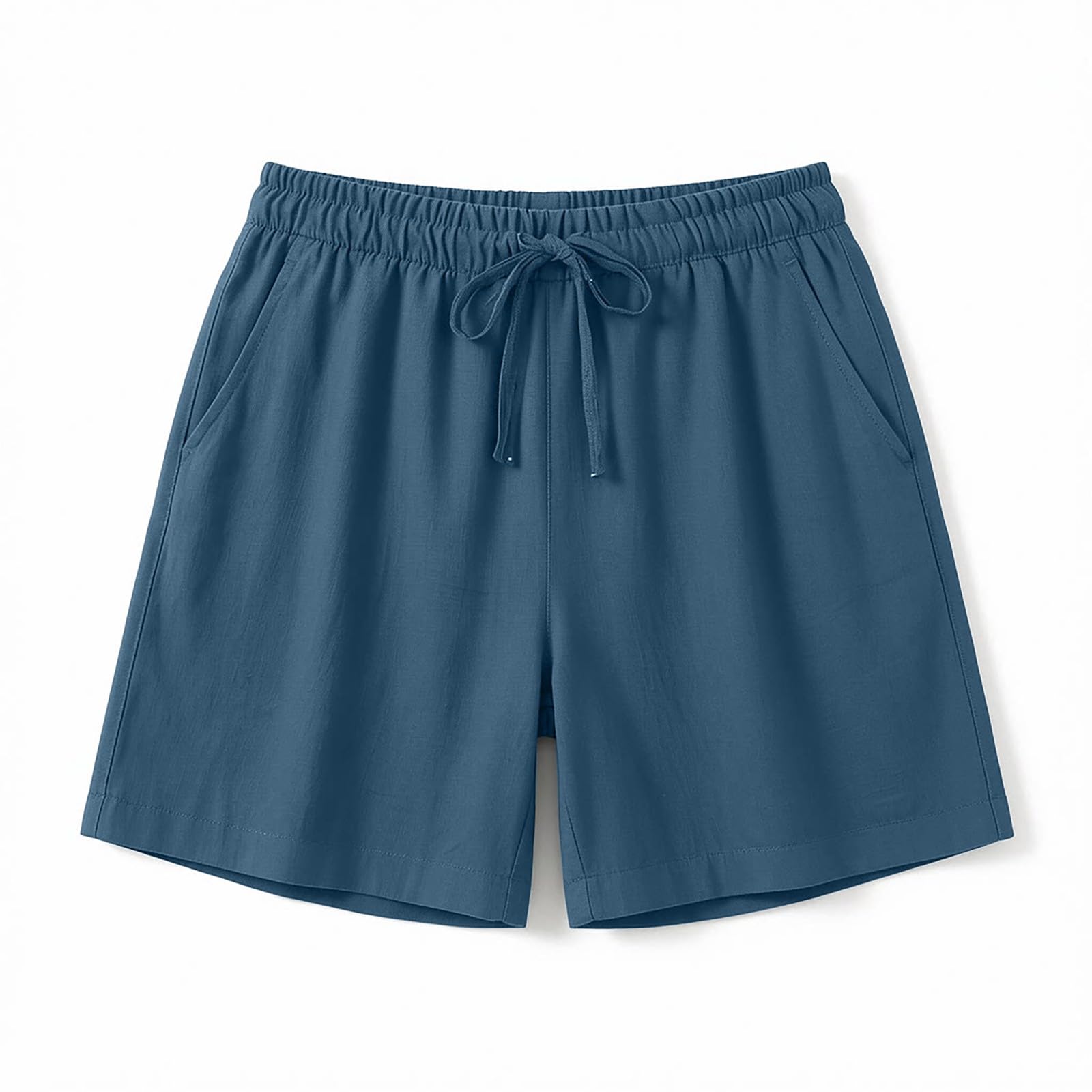 Generico Bermuda Cotone Donna - Estivi al Ginocchio Pantaloncini Lino Donna Leggeri Pantaloni Corti Eleganti Curvy Elastico in Vita Shorts Gamba Larga Baggy Pantaloncini Larghi Spiaggia