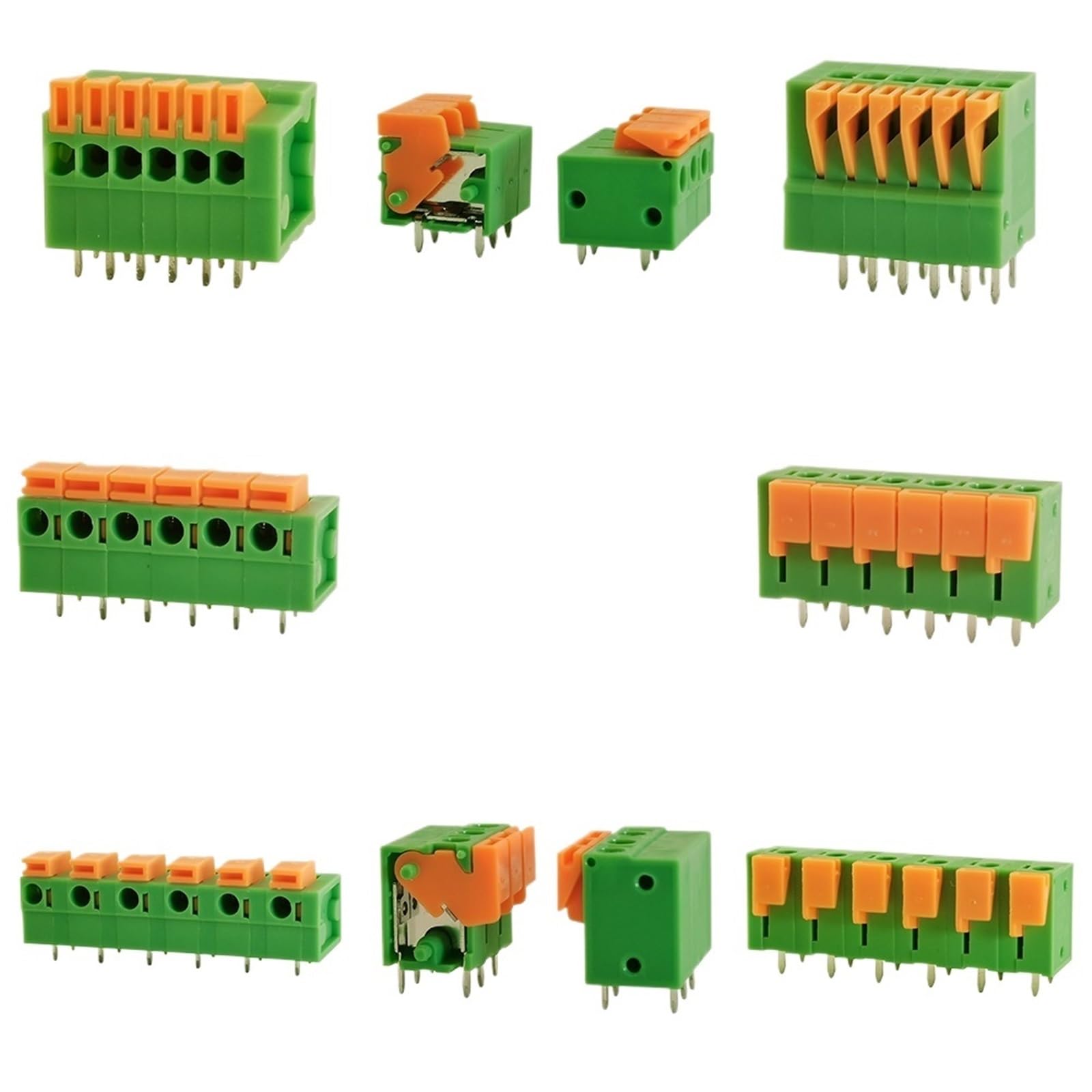 Lot de 50 borniers à ressort for circuits imprimés KF141V, KF141R, KF142V et KF142R, diamètre 2,54/5,08/7,62 mm, 2 à 12 broches.(10P(50Pcs),142V-7.62)