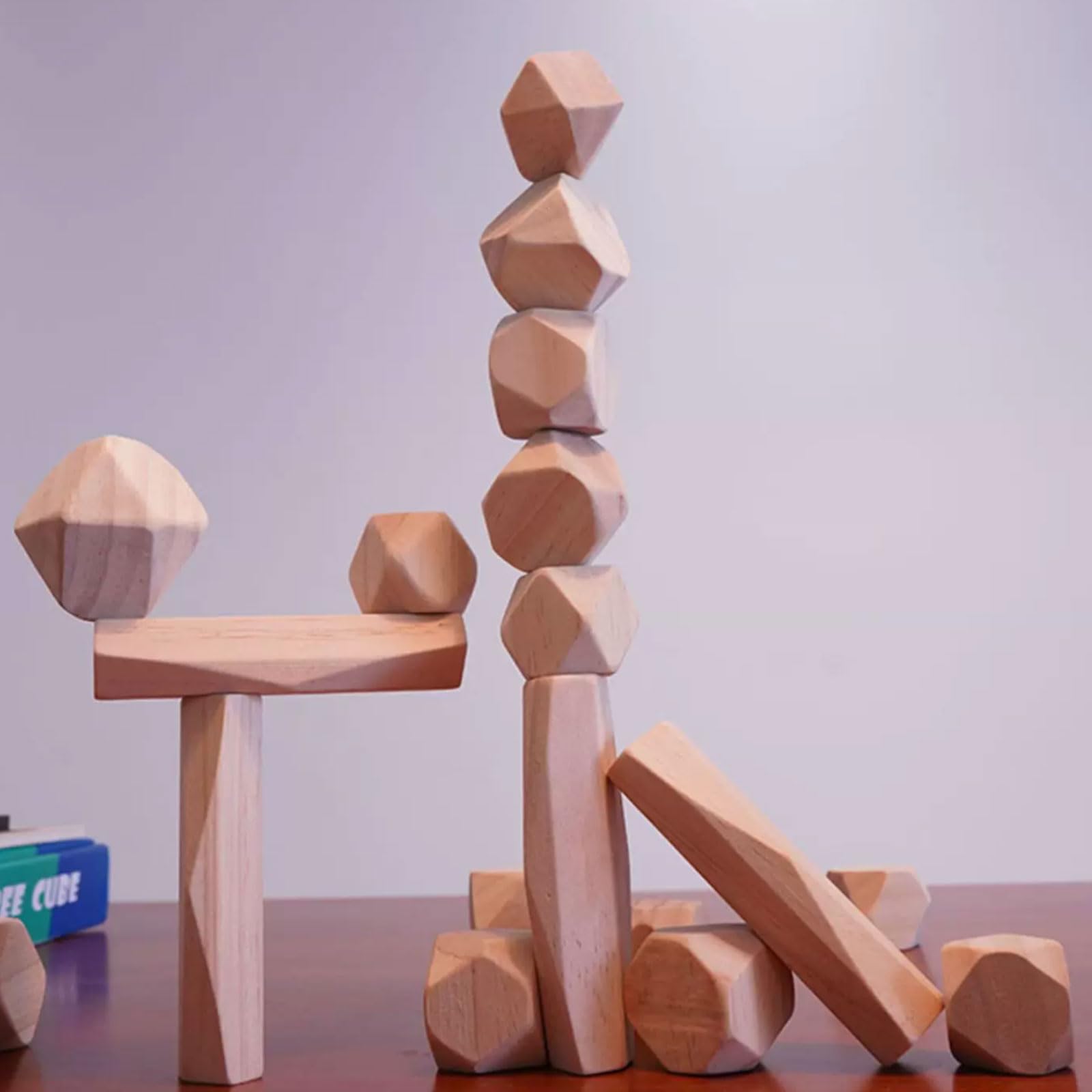 Bloques de Piedras apilables de Madera Natural Montessori sin Pintar