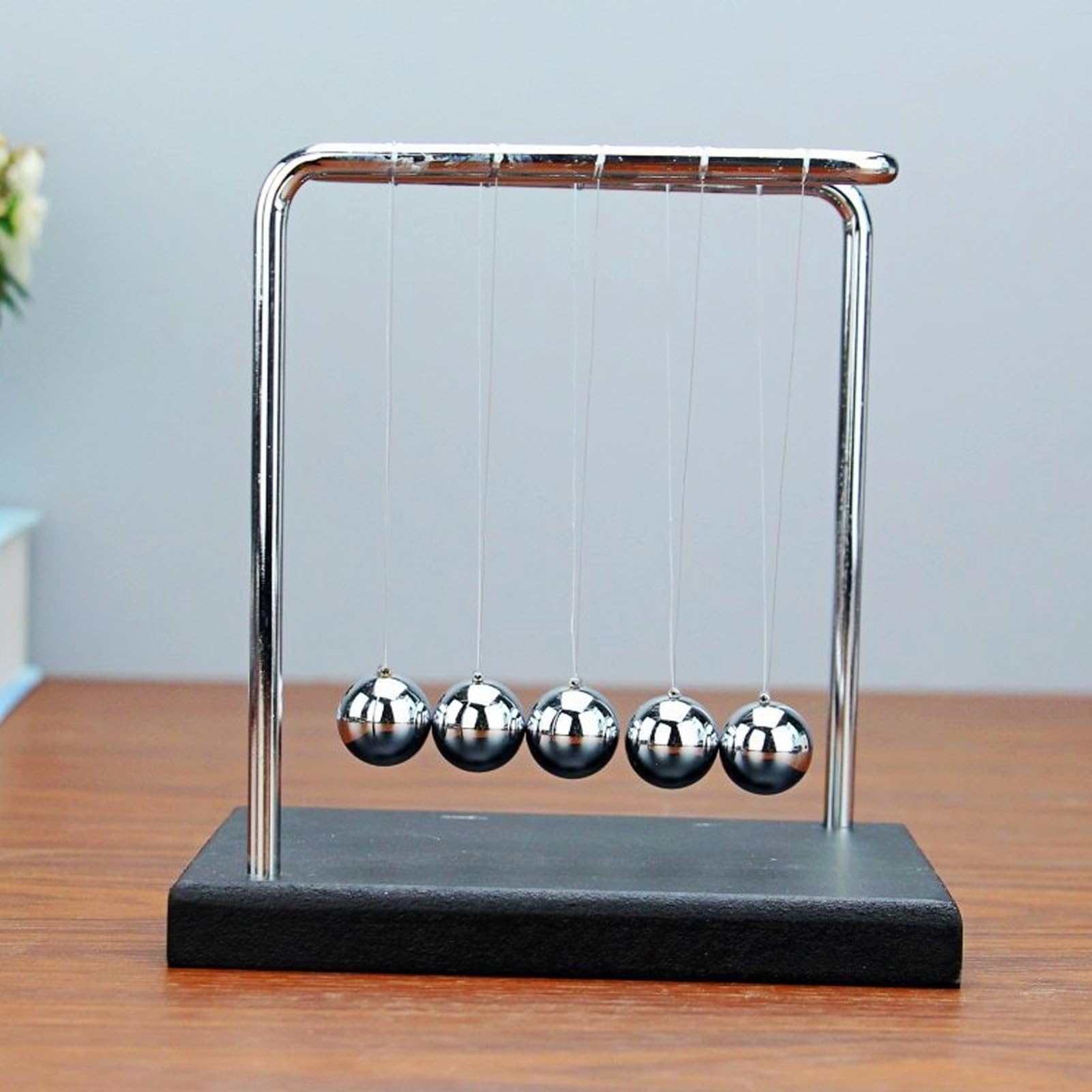 Restokki Balance Steel Swing Balls Z Shape N Shape Wooden Base Pendulum Ball for Home Decoration Fun Science Accessories