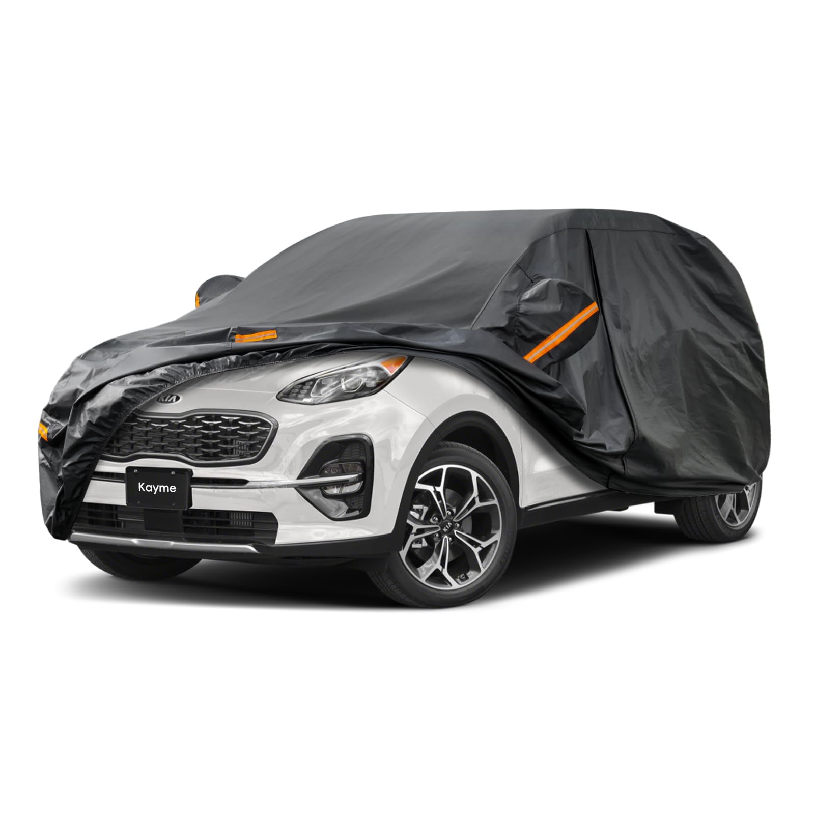 Kayme 7 Layers SUV Car Cover Custom Fit for Kia Sportage (1994-2025) Waterproof All Weather for Automobiles,Outdoor Full Cover Rain Sun UV Protection.Black