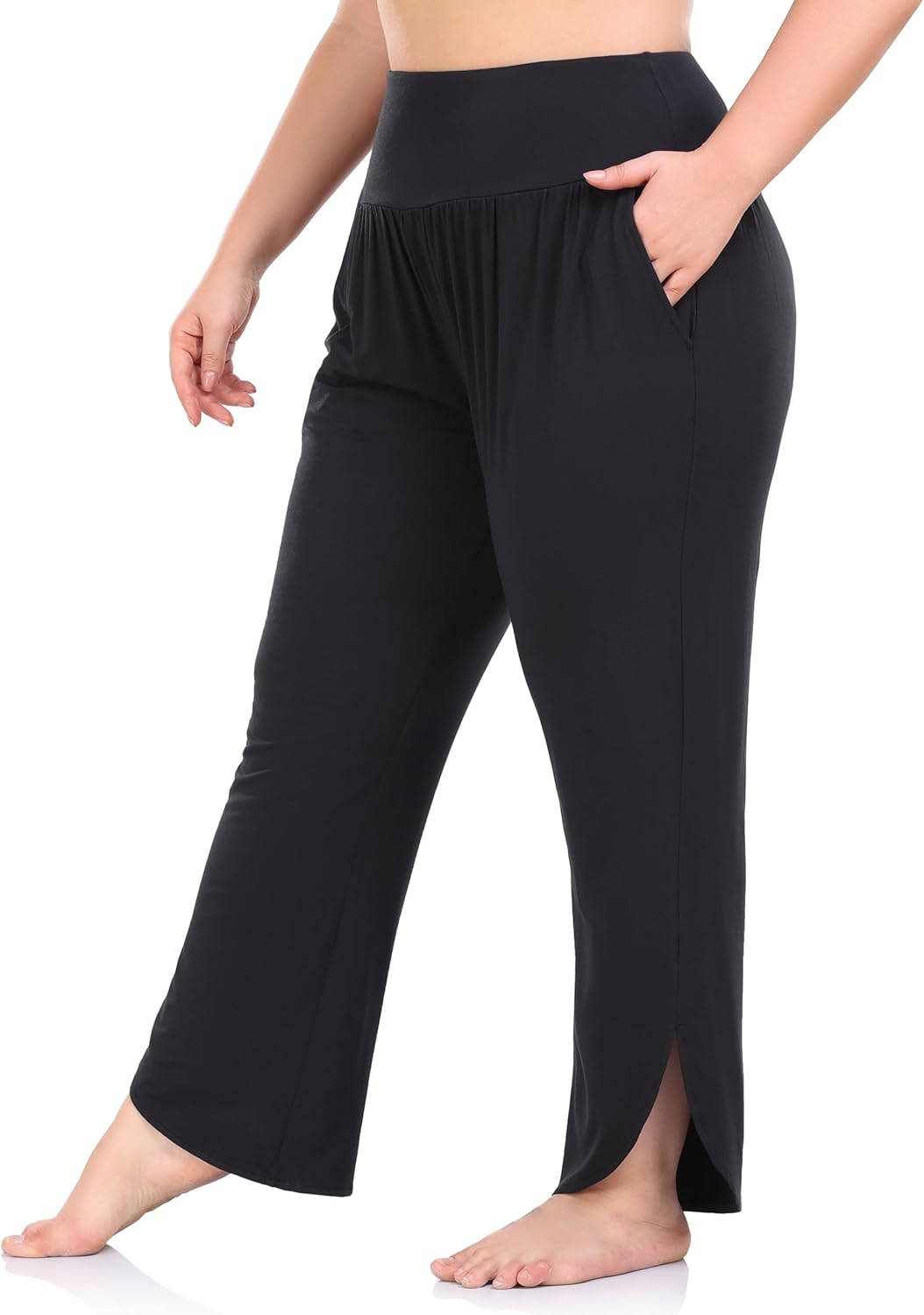 ZERDOCEAN Women's Plus Size Wide Leg Pants High Waist Yoga Pants Casual Loose Lounge Pants with Pockets - Image 2