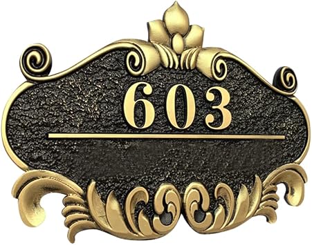 Custom House Address Plaque Sign Customized Cast Metal Address Plaque House Number Sign Personalized Home Address Plate Wall Mounted House Mailbox Address Street Name Plate Acrylic Door Number Plate