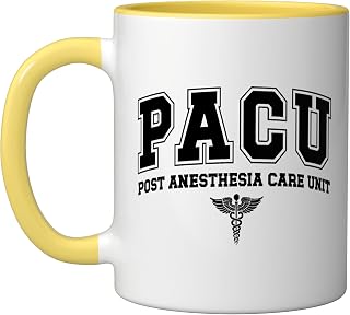 PACU Post Anesthesia Care Unit Best PACU Nurse PACU Nursing Ceramic Mug, Yellow/White