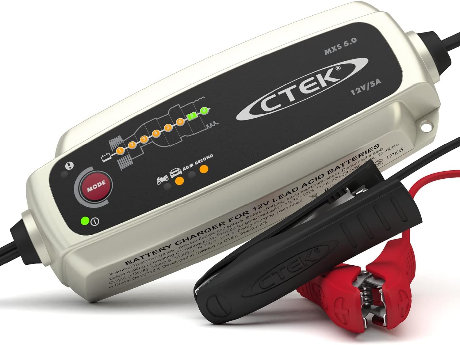 CTEK MXS 5.0 Batterieladegerät Mit Automatischer Temperaturkompensation, 12V 5.0 Amp & Comfort Connect Direct Connect Adapter (M6 Muttern), Ideal Für Schwer Erreichbare Batterien, 40cm Kabellänge