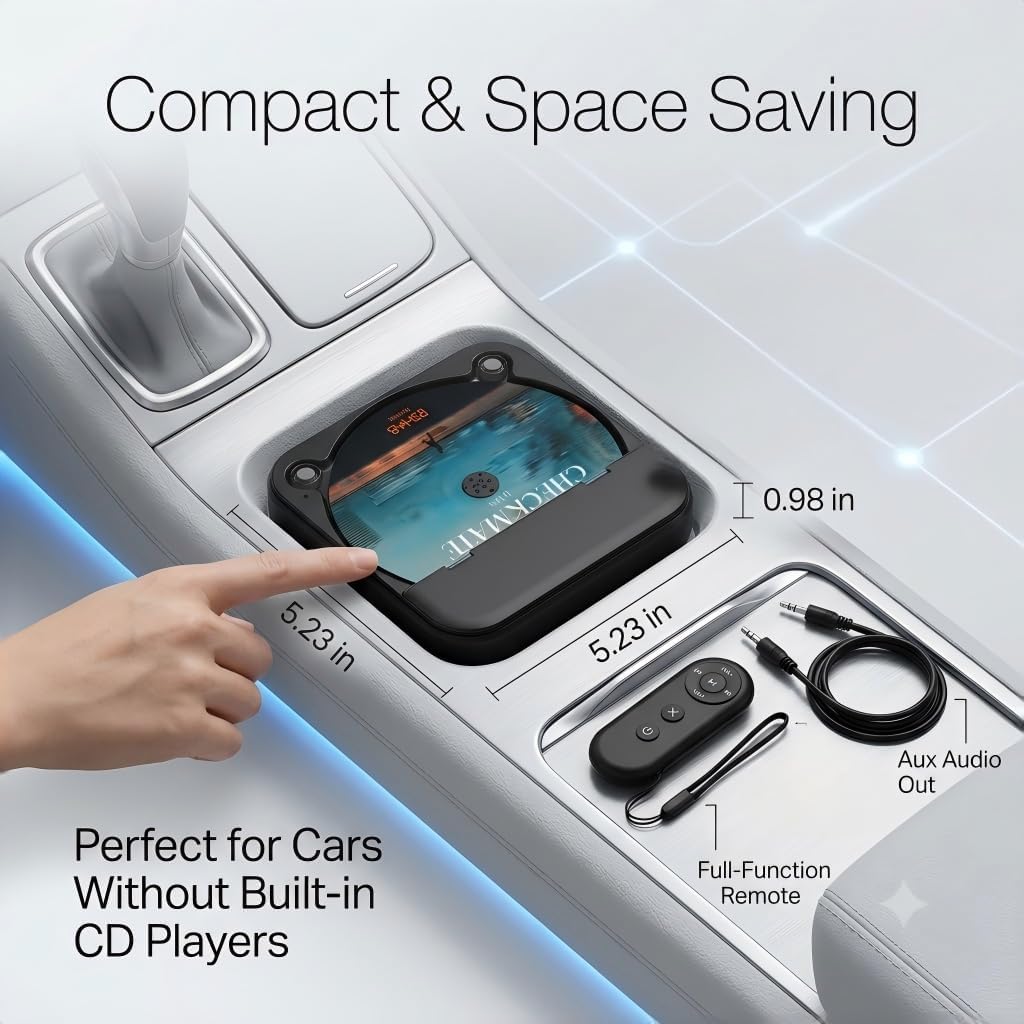 Portable Car CD Player with USB/AUX Port for Car, Truck, Computer
