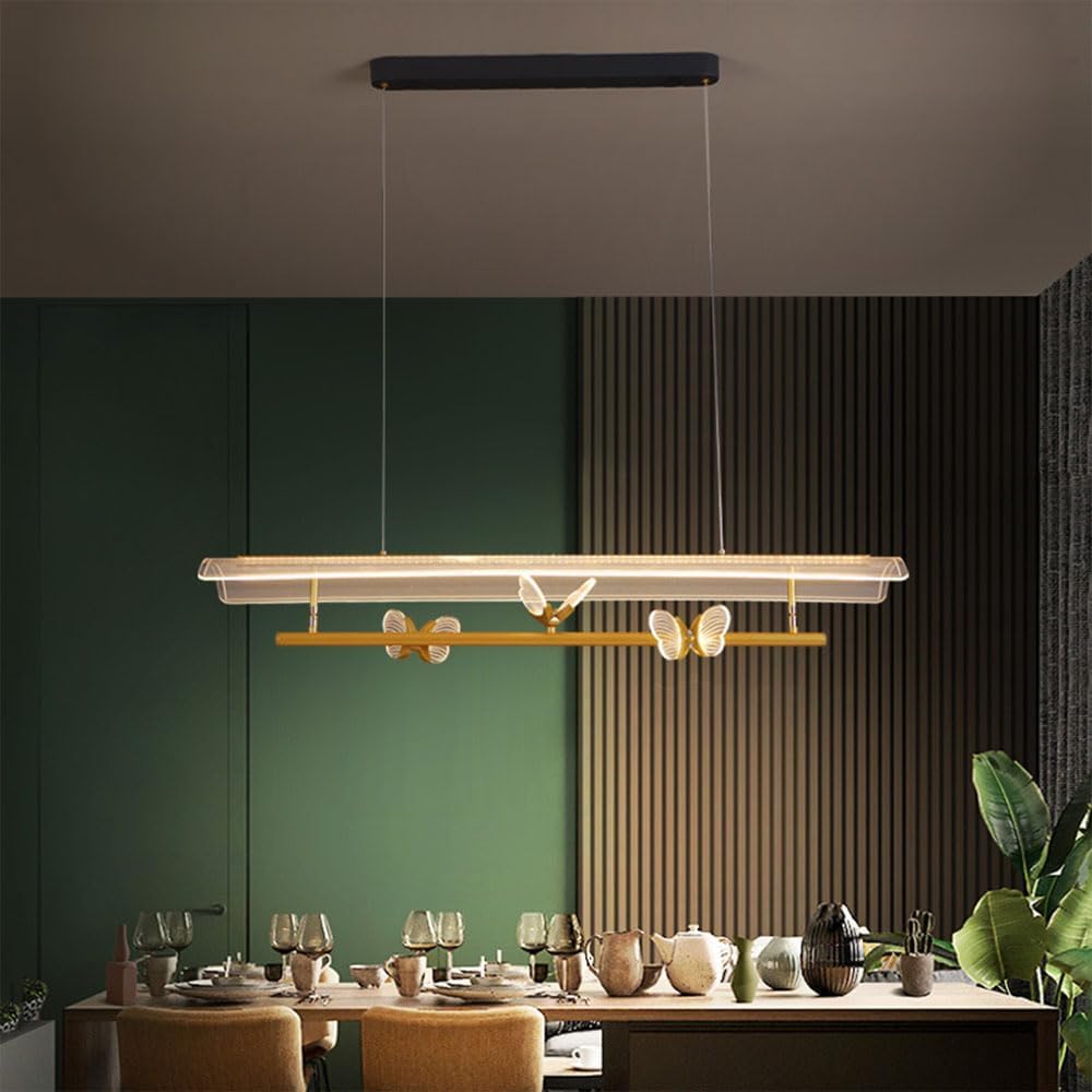 HYJAUSXB Luxurious Gold Aluminium Pendant Light for Dining Room Modern Dimmable LED Hanging Lamp with Ceiling Suspension Stunning Decoration Chandelier Fixture Elegant Lighting Ambiance