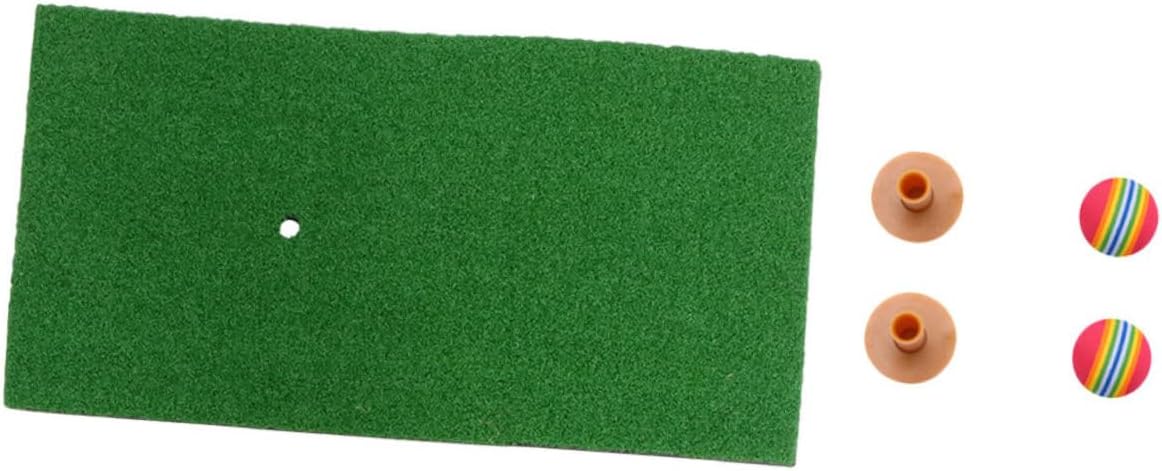 NOLITOY 5pcs Golf Hitting Mat Set with Tees and Sponge Balls Indoor Outdoor Practice Pad Range Shot Accuracy Realistic Grass Surface Training Equipment Random Color