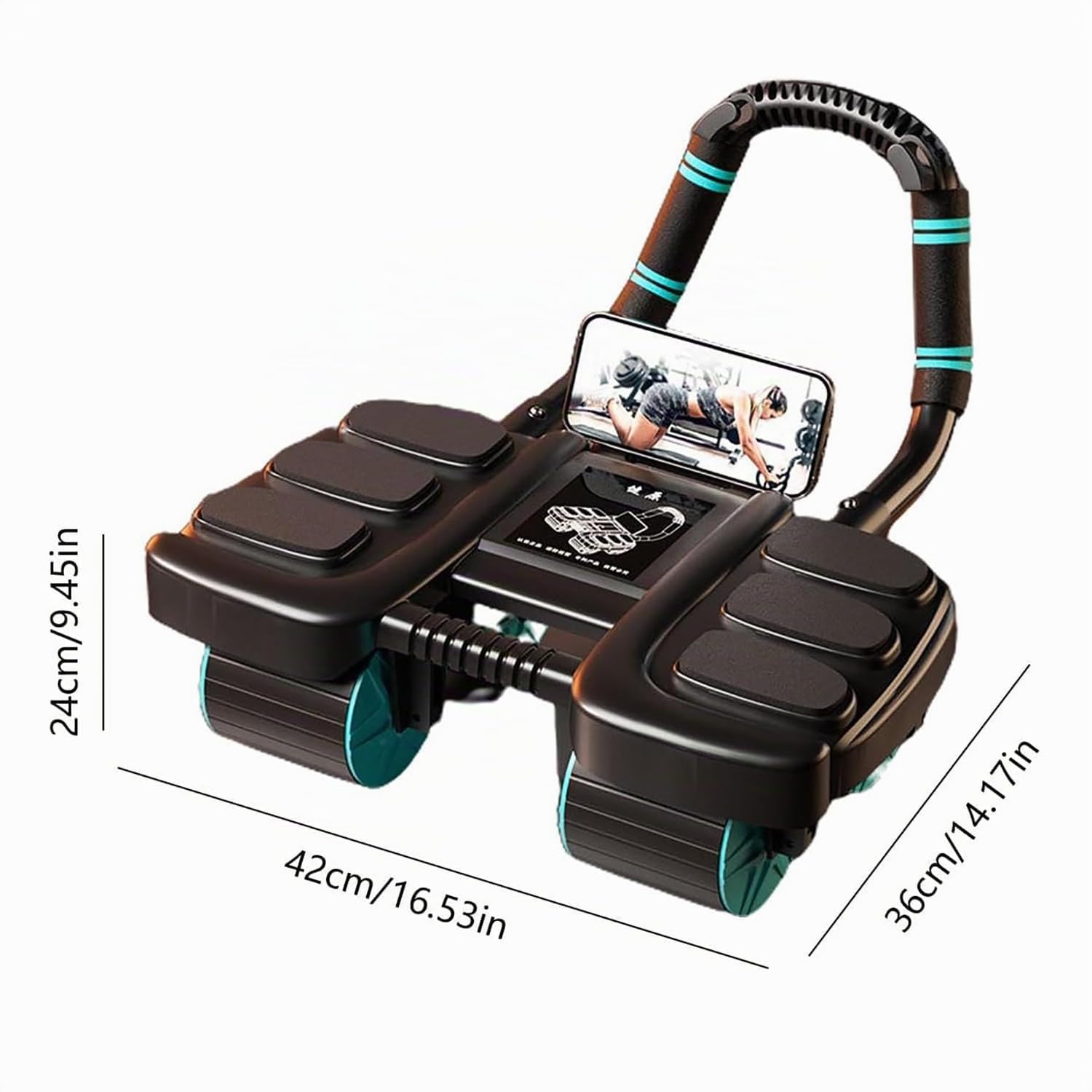 Roue abdominale d'entraînement à rebond automatique, roue abdominale avec support de coude, roue ventrale saine avec support de téléphone pour la maison, le fitness, la salle de sport