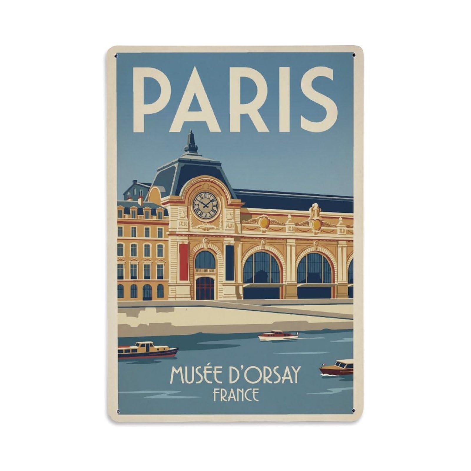 Vintage Travel Paris Musée D Orsay Museum Clean France Metal Tin Sign Plaque Wall Decor for Cafe, Club Bar, Office, Home Garden Metal Poster 8x12Inch
