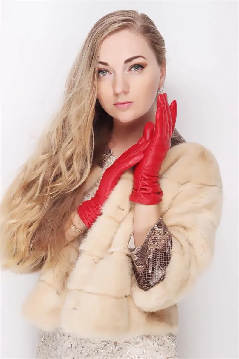Dninmim Guanti in pelle invernali da donna guanti corti in pelle guanti invernali da polso in pelle