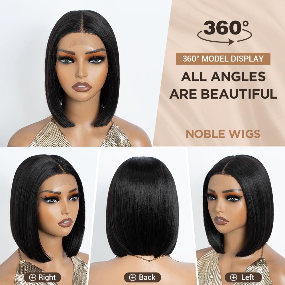 NOBLE Lace Front Wigs for Women Dark Brown Bob Wigs for Women Resistant Synthetic Wig 10 inchs Short Straight Wig for Party Daily Use - Image 2