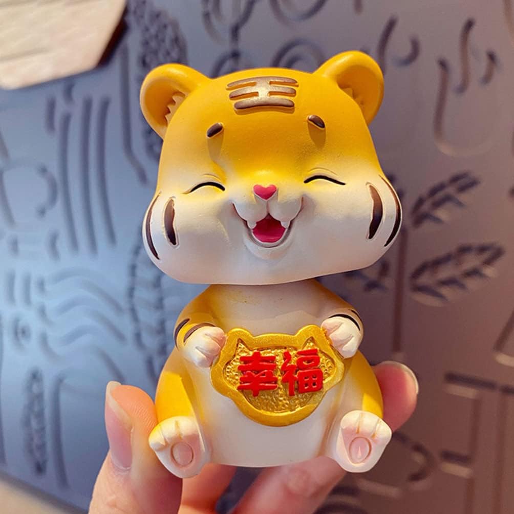 Balacoo Shaking Head Toys Animal Tiger Bobblehead Figures Dancing Toys Nodding Head Doll Cake Figures Car Dashboard Decorations : Toys & Games
