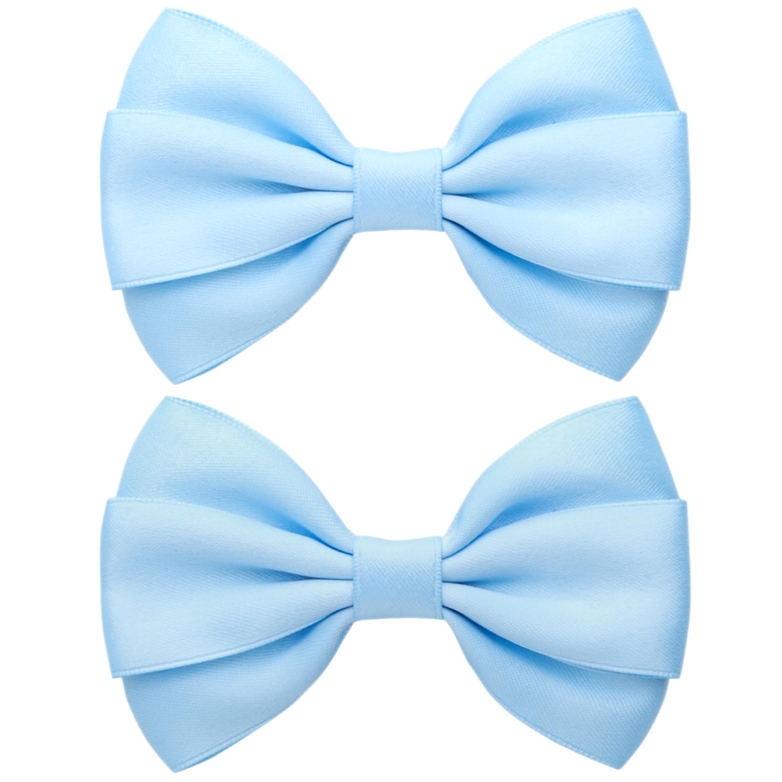 ZOLYCO 4.5 Inches Hair Bows for Girls Thick Ribbon Boutique Alligator Clips Hair Accessories for Baby Girls Toddlers Kids Teens 2 Pcs (Light Blue)