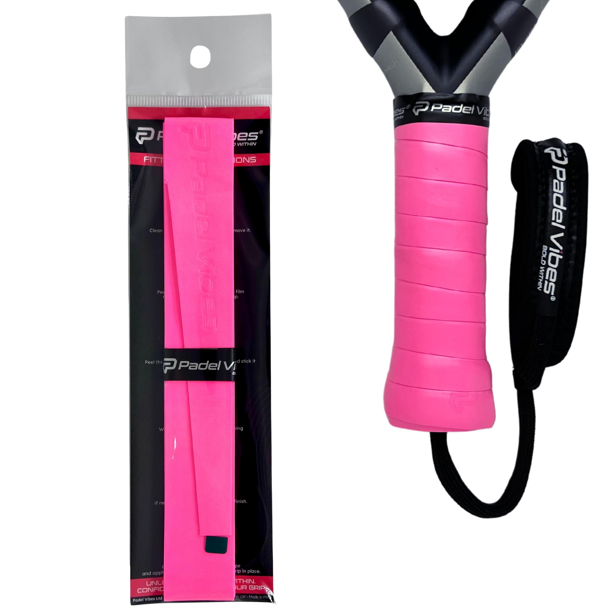 Padel Vibes® BOLD LuxeTac™ Overgrip | Ultra Tacky, Sweat-Absorbing, Luxurious Leather-Like Feel | Durable Overgrip Tape for Padel, Tennis, Squash, Badminton, and Pickleball Rackets (Hot Pink | 1-Pack)