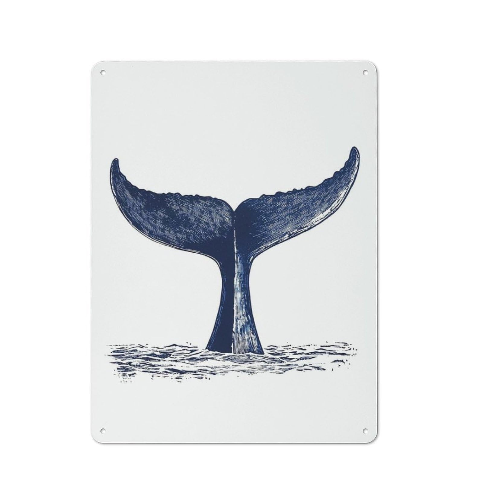 Junmoney Whale Tail Illustration Vintage Metal Plaque 40X30cm For Guest Room Or Hallway, A Decorative Christmas Gift For Guest Room Decorators