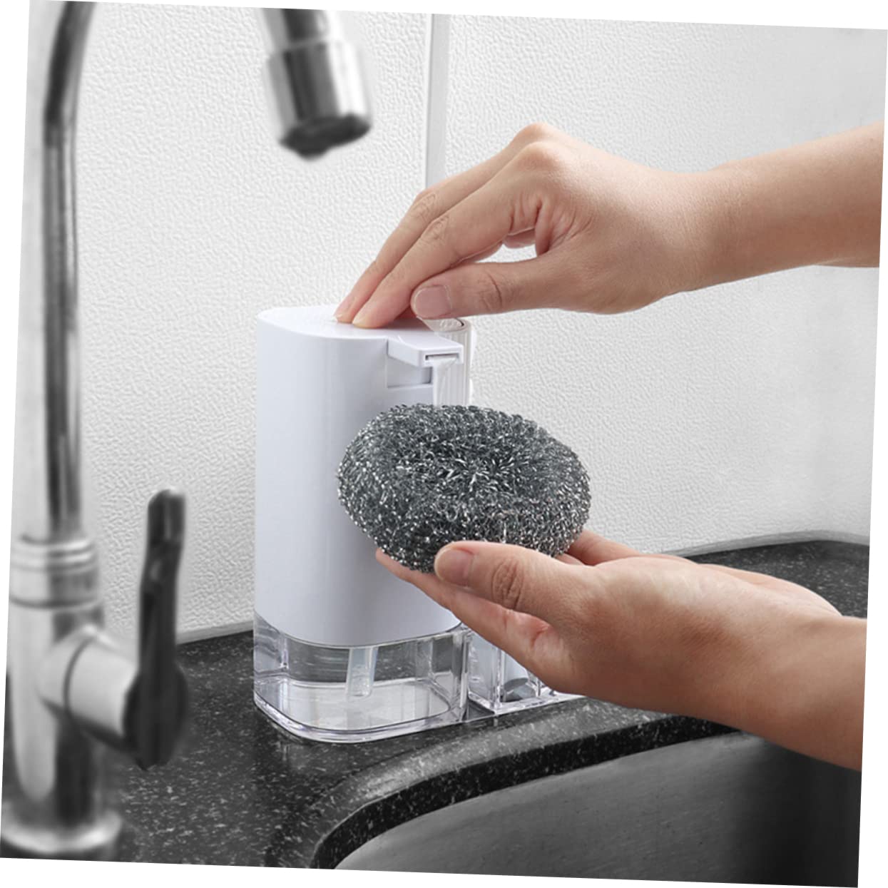 WOFASHPURET Comprehensive Kitchen Cleaning Kit Steel Wire Ball Brush Bristle Brush Holder Scouring Pad Bottle Efficient Cleaning Tools