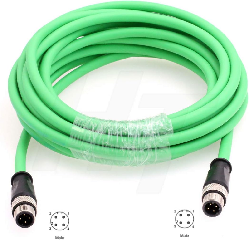 - Ethernet Encoder Sensor Camera M12 4 Pin D Coded Male to M12 4 Pin D Coding Male Cable for Baumer Network Profinet Fieldbus Power Data 3m
