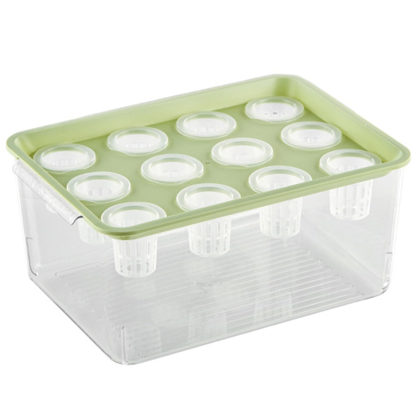 Système de Culture aquaponique hydroponique avec bac de Culture Transparent à 12 Trous et Couvercle Vert idéal pour la Maison Le Balcon ou Un Bureau.