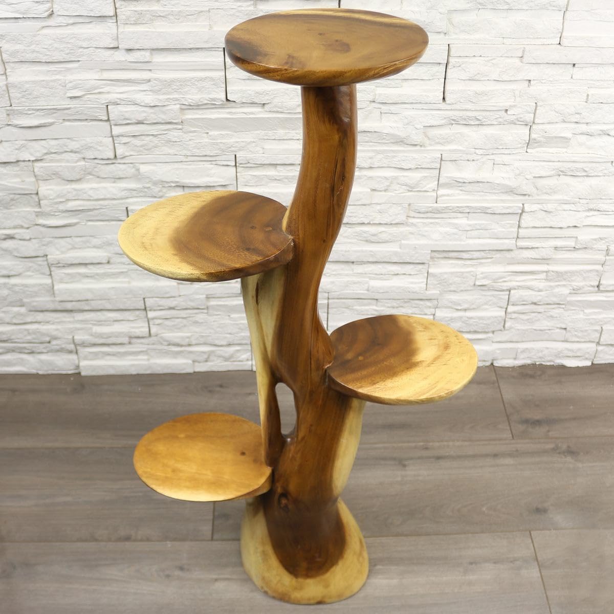 Hocker Ständer Säule Blumenständer Säule Blumensäule Ablage Wurzel Blumenhocker Blumentreppe Blumenregal Massiv Akazie Unikat 1 Meter Natur