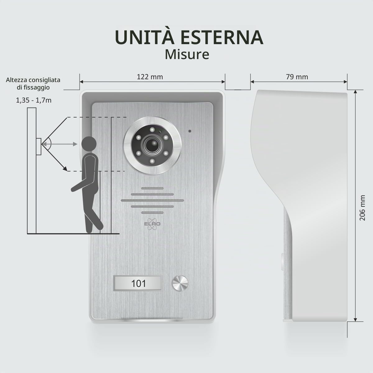 Elro DV4000 Videocitofono │ Telecamera 1080P Full HD con Visione Notturna │ Cavo a 4 Fili │ 16 Suonerie