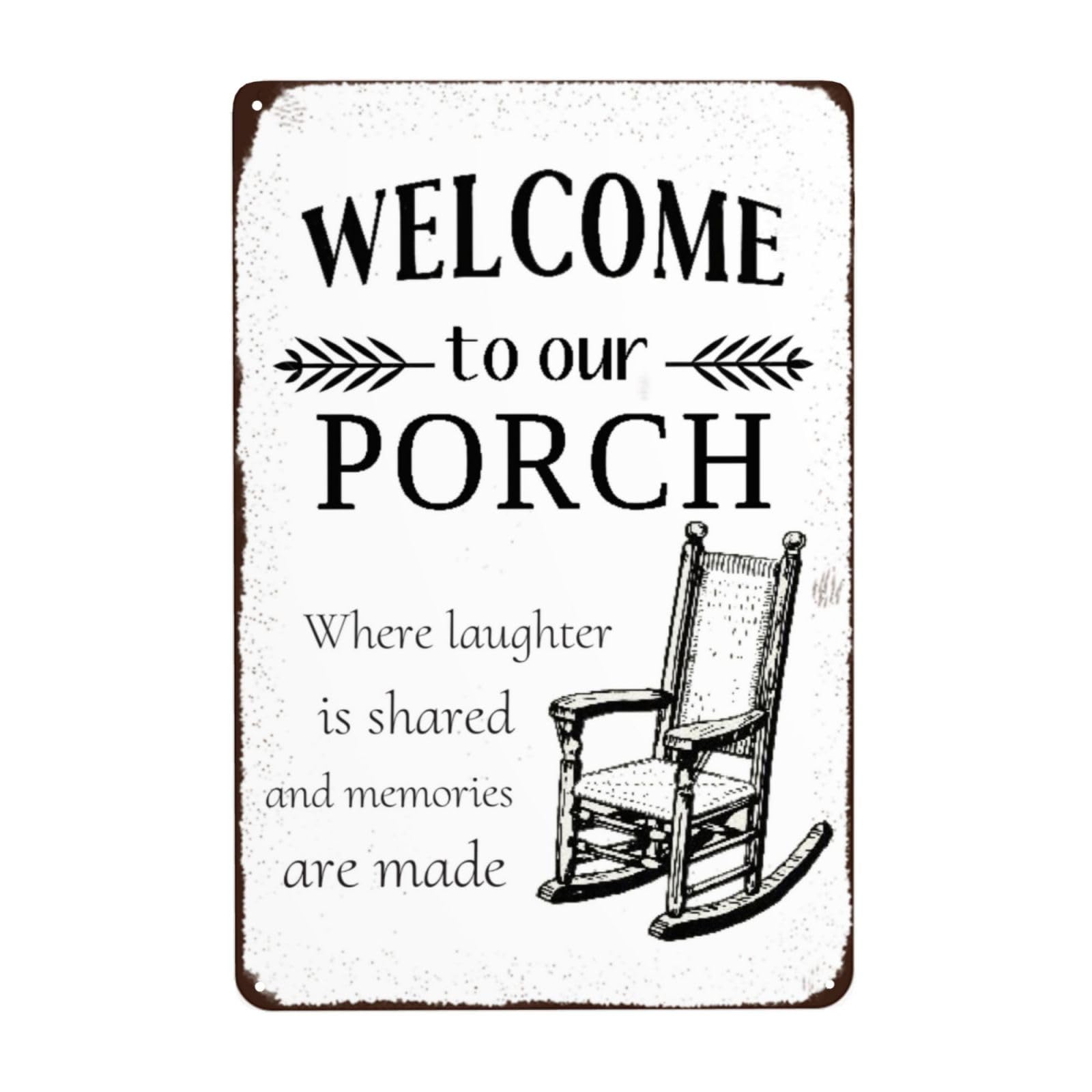 SMAZDFXX Welcome to the Porch Metal Signs Outdoor/Indoor Wall Sign for Home Bar Farmhouse Accessories Poster 8"x12"