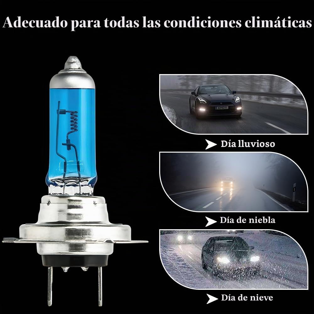 2 bombillas halógenas H7, bombilla halógena, H 7 luz de cruce, 1200 lm, blanco frío (H7)