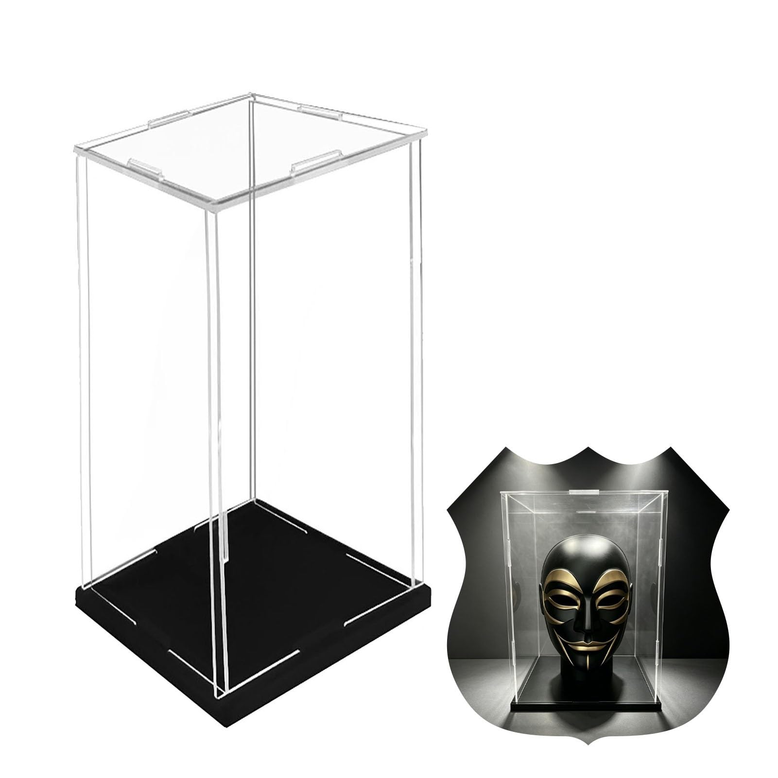 Extra Tall Clear Acrylic Case 31 28 24 22 20 18 16 in, Narrow Souvenir Acrylic Box Dust Cover, Transparent Plastic Cube Alternative Glass Case(50x50x50cm(20x20x20in))