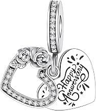 Happy Anniversary 2 Piece Heart Charm 925 Sterling Silver Compatible with Pandora Charms,and Many Other UK Charm Bracelets.