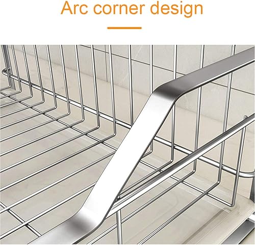 Miniatura 5 de Escurridor de acero inoxidable 304, escurridor de platos de una sola capa, estantes de cocina con jaula de cubiertos, ahorro de espacio