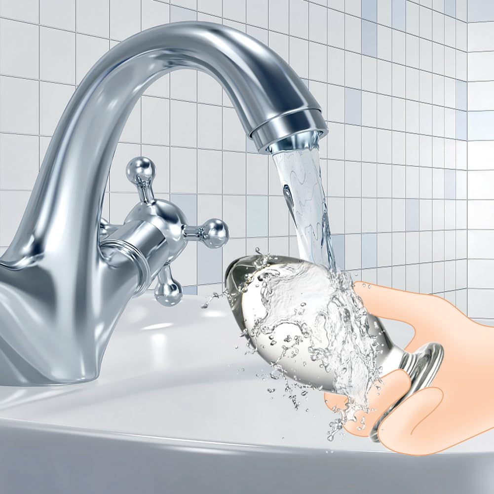 SXOVO Plug anale in vetro, Plug anale trasparente Plug anale Cristallo di vetro Dildo anale classico Giocattoli anali Giocattoli sessuali per uomini e donne, coppie di adulti, principianti (M)